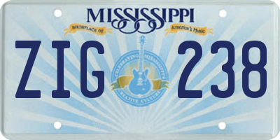 MS license plate ZIG238