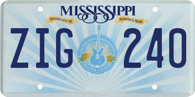 MS license plate ZIG240