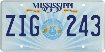 MS license plate ZIG243