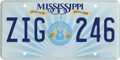MS license plate ZIG246