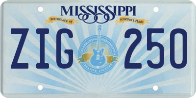 MS license plate ZIG250
