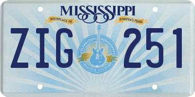MS license plate ZIG251