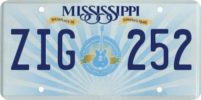 MS license plate ZIG252