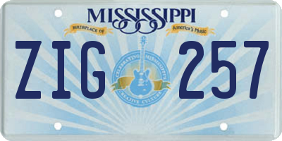 MS license plate ZIG257