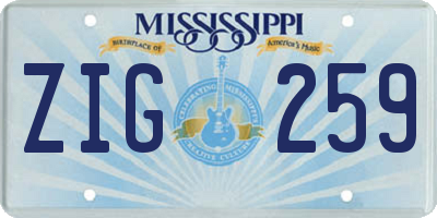 MS license plate ZIG259