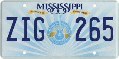 MS license plate ZIG265