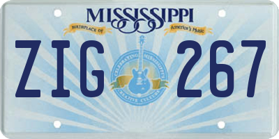 MS license plate ZIG267
