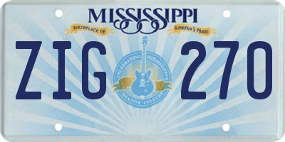 MS license plate ZIG270