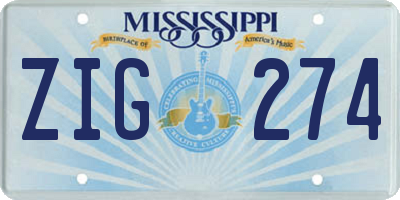 MS license plate ZIG274