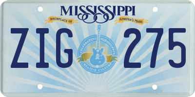 MS license plate ZIG275