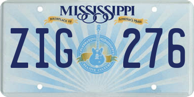 MS license plate ZIG276