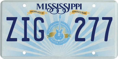 MS license plate ZIG277