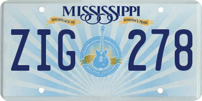 MS license plate ZIG278