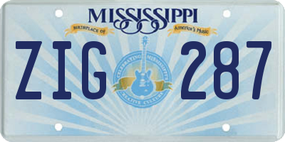 MS license plate ZIG287