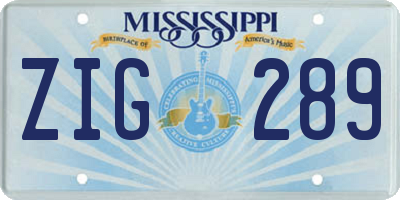 MS license plate ZIG289