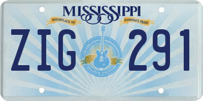 MS license plate ZIG291