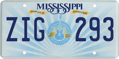 MS license plate ZIG293