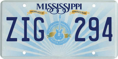 MS license plate ZIG294