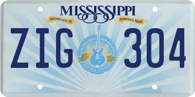 MS license plate ZIG304
