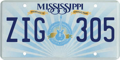MS license plate ZIG305