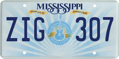 MS license plate ZIG307