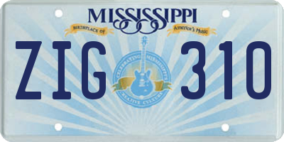 MS license plate ZIG310