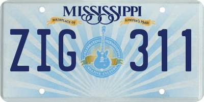 MS license plate ZIG311