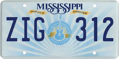 MS license plate ZIG312