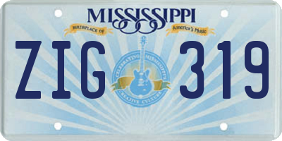 MS license plate ZIG319