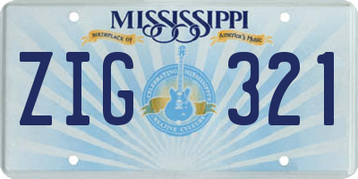 MS license plate ZIG321