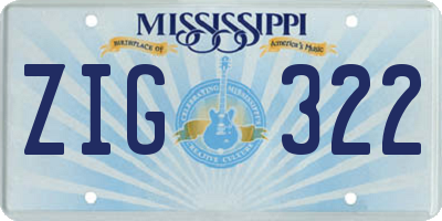 MS license plate ZIG322