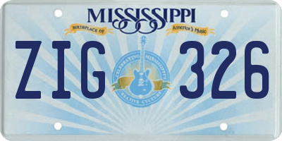 MS license plate ZIG326