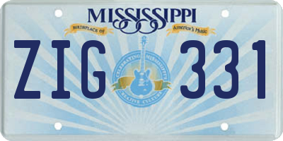 MS license plate ZIG331