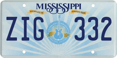 MS license plate ZIG332