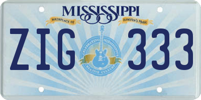 MS license plate ZIG333