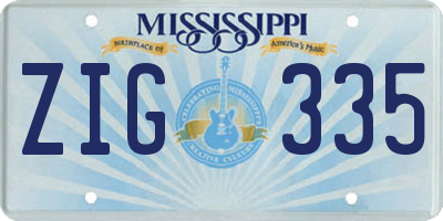 MS license plate ZIG335