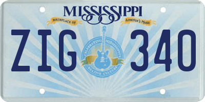 MS license plate ZIG340