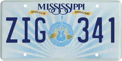 MS license plate ZIG341