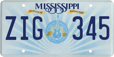MS license plate ZIG345