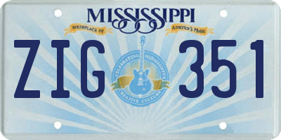 MS license plate ZIG351