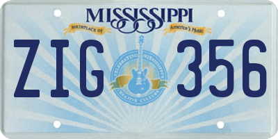 MS license plate ZIG356