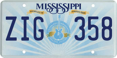 MS license plate ZIG358