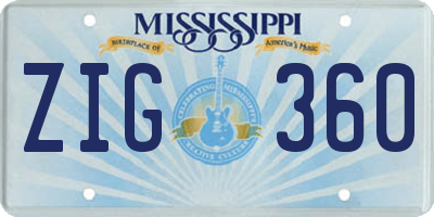 MS license plate ZIG360