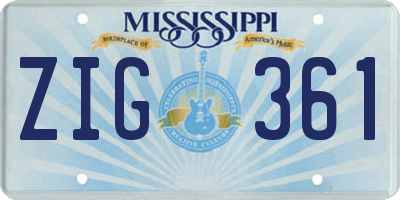 MS license plate ZIG361