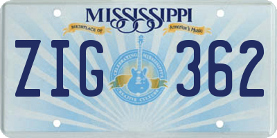 MS license plate ZIG362