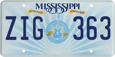 MS license plate ZIG363