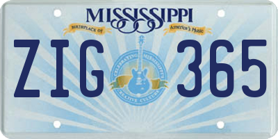 MS license plate ZIG365