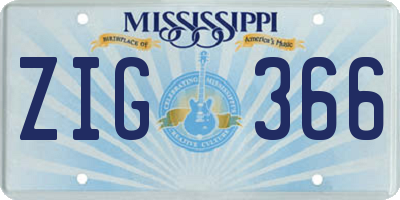 MS license plate ZIG366