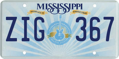 MS license plate ZIG367