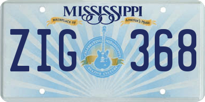 MS license plate ZIG368